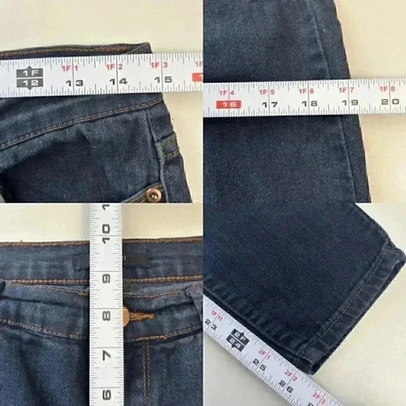 Forever 21 Jeans Slim Fit Cropped Ankle Length Mid Rise Dark Blue Denim Size 28 - Picture 11 of 13